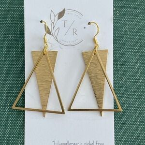 Triangle Statement Earrings, Modern Brass Dangles